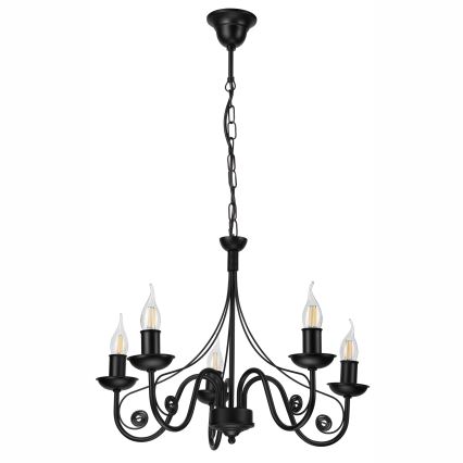 Suspension chaîne DONATO 5xE14/40W/230V noir