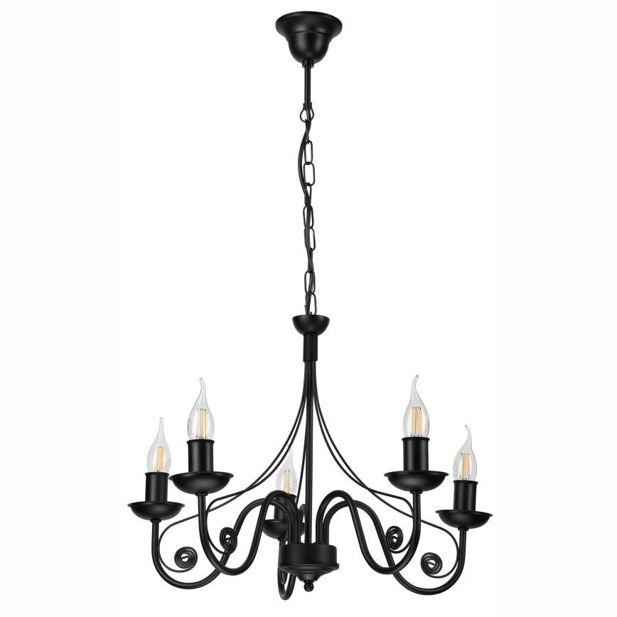 Suspension chaîne DONATO 5xE14/40W/230V noir