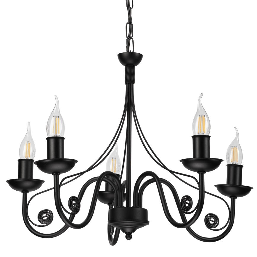 Suspension chaîne DONATO 5xE14/40W/230V noir
