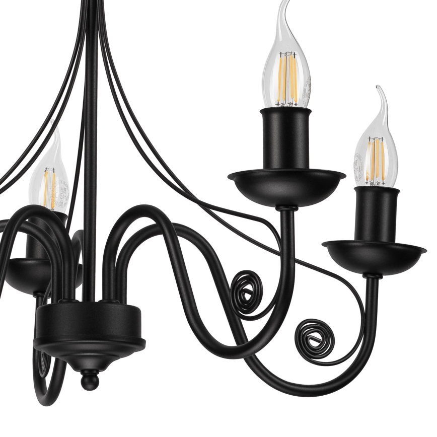 Suspension chaîne DONATO 5xE14/40W/230V noir