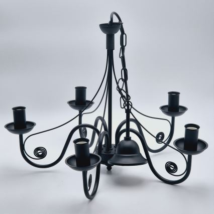 Suspension chaîne DONATO 5xE14/40W/230V noir