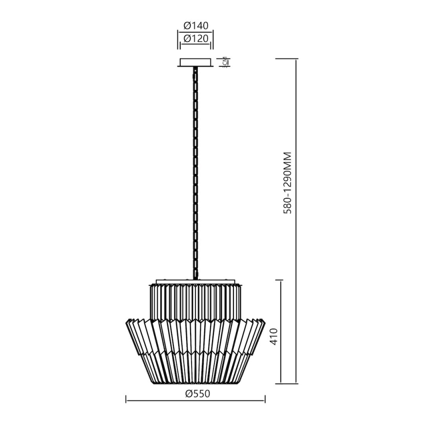 Suspension chaîne DONNA 12xE14/40W/230V d. 55 cm doré
