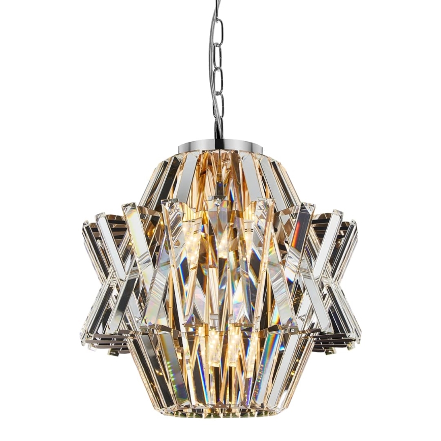 Suspension chaîne en cristal CROWN 4xE14/40W/230V chrome brillant