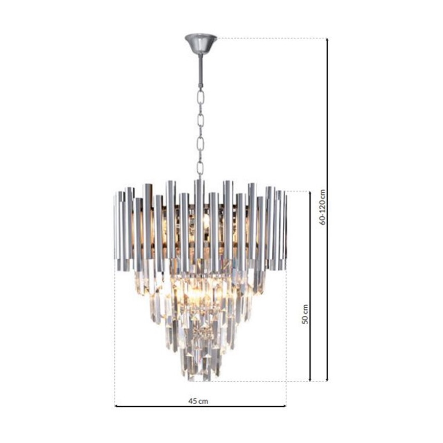 Suspension chaîne en cristal MADISON 9xE14/40W/230V chrome brillant