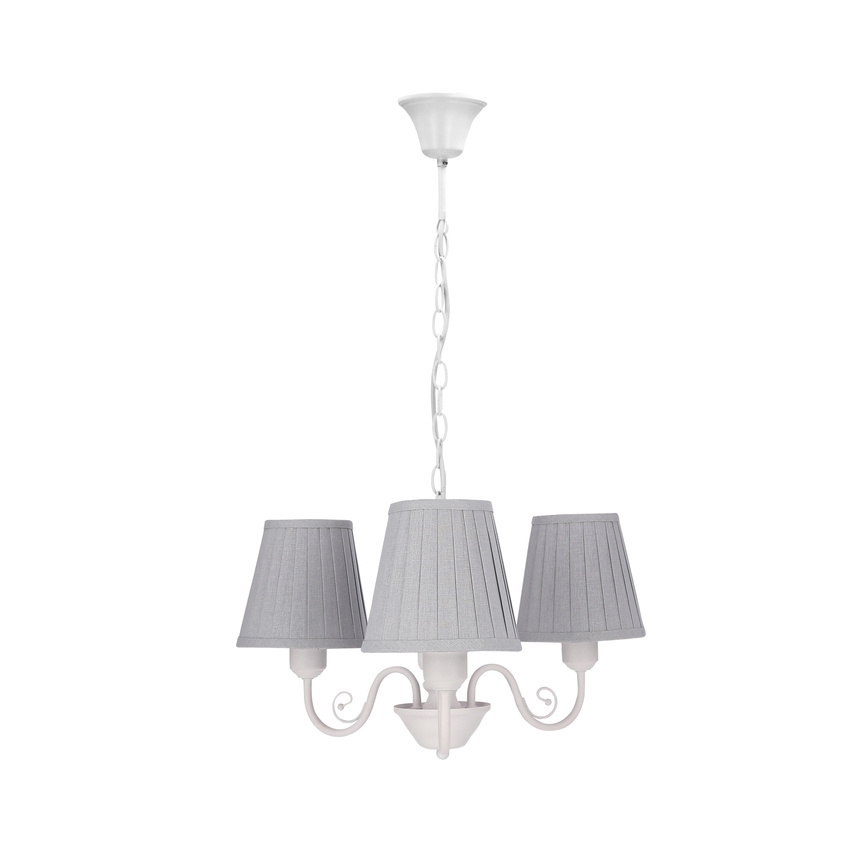 Suspension chaîne FIREZ 3xE27/40W/230V blanc/gris