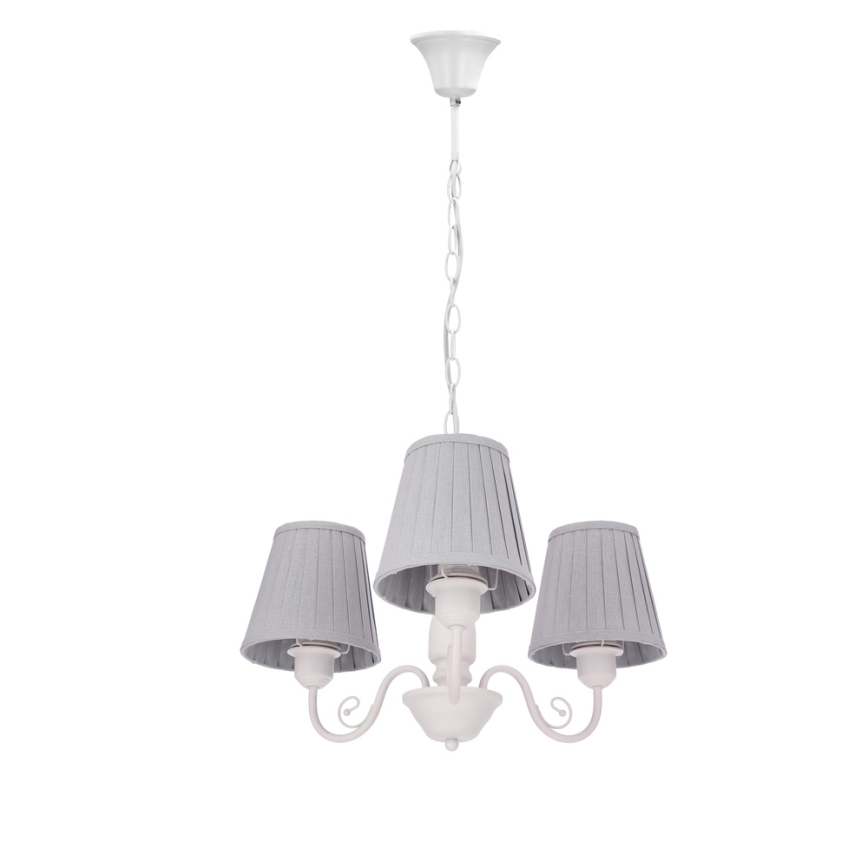 Suspension chaîne FIREZ 3xE27/40W/230V blanc/gris