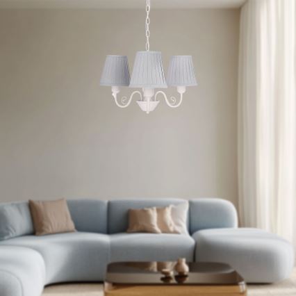 Suspension chaîne FIREZ 3xE27/40W/230V blanc/gris