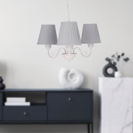 Suspension chaîne FIREZ 3xE27/40W/230V blanc/gris