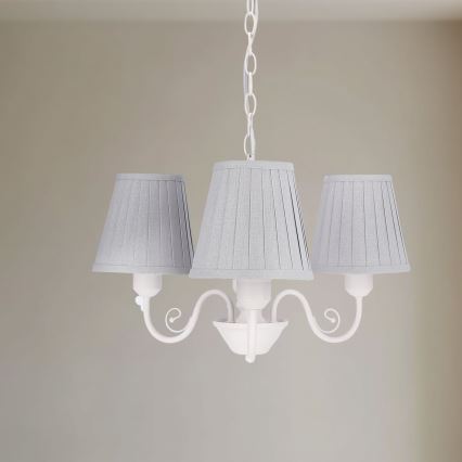 Suspension chaîne FIREZ 3xE27/40W/230V blanc/gris