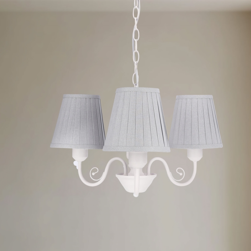 Suspension chaîne FIREZ 3xE27/40W/230V blanc/gris