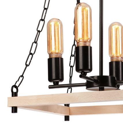 Suspension chaîne JASPER 4xE27/60W/230V hêtre/beige