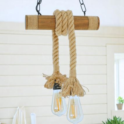 Suspension chaîne KOS 2xE27/60W/230V hêtre - FSC certifié