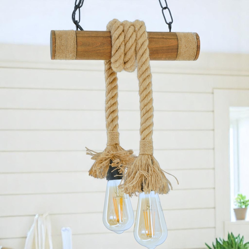 Suspension chaîne KOS 2xE27/60W/230V hêtre - FSC certifié