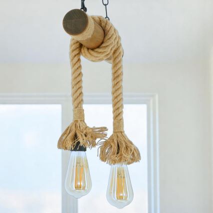 Suspension chaîne KOS 2xE27/60W/230V hêtre - FSC certifié