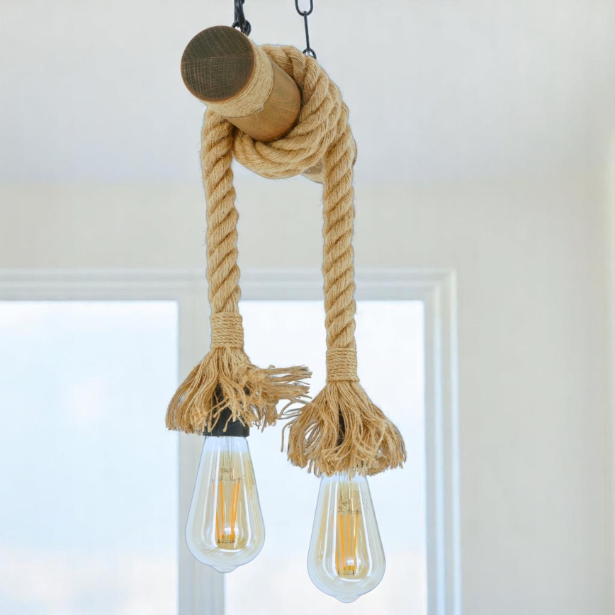 Suspension chaîne KOS 2xE27/60W/230V hêtre - FSC certifié