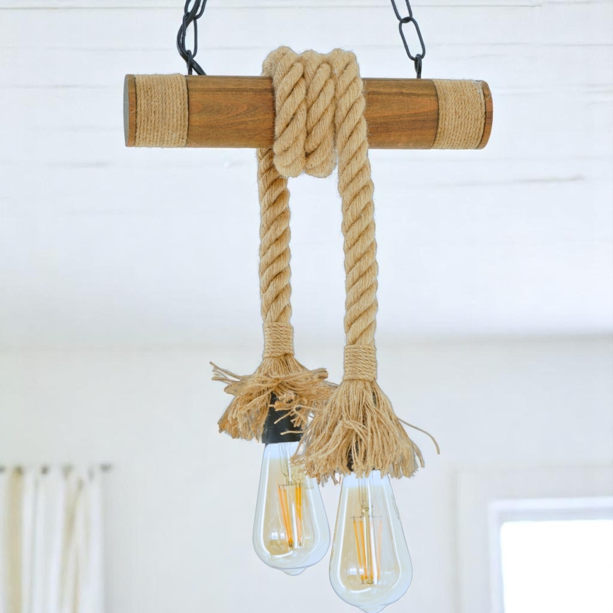 Suspension chaîne KOS 2xE27/60W/230V hêtre - FSC certifié