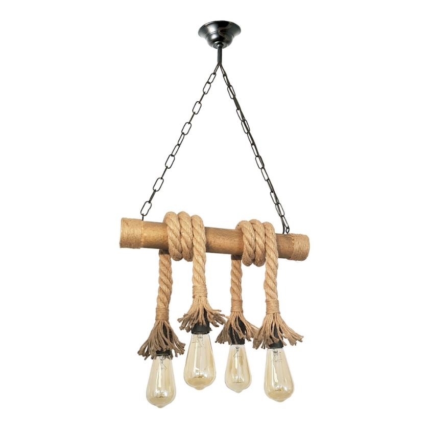 Suspension chaîne KOS 4xE27/60W/230V hêtre - FSC certifié