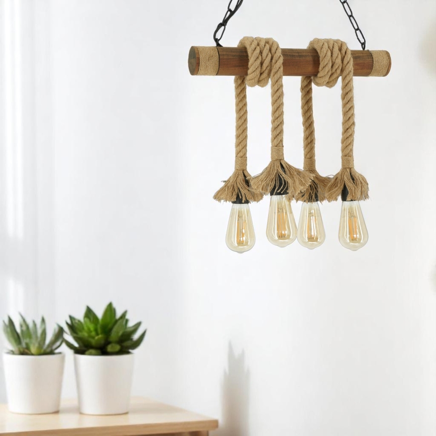 Suspension chaîne KOS 4xE27/60W/230V hêtre - FSC certifié