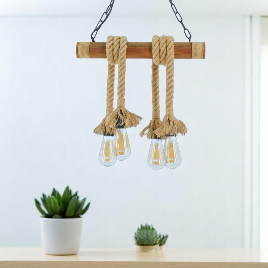 Suspension chaîne KOS 4xE27/60W/230V hêtre - FSC certifié
