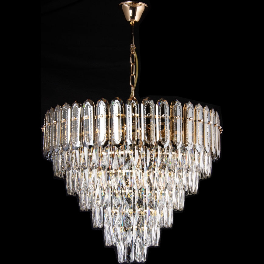 Suspension chaîne LED 11xE27/60W/230V + 7xLED/6W d. 60 cm doré