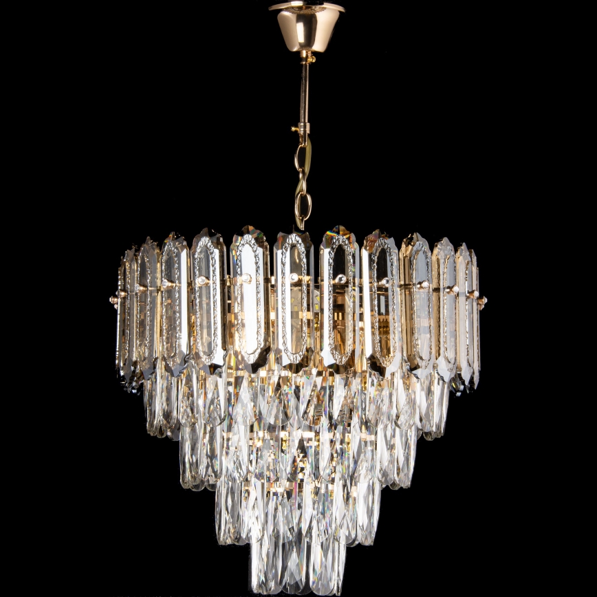 Suspension chaîne LED 7xE27/60W/230V + 4xLED/6W d. 40 cm doré