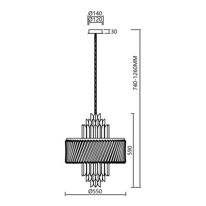 Suspension chaîne MARGOT 9xE14/40W/230V chrome