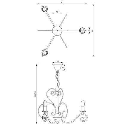 Suspension chaîne MAURO 3xE14/60W/230V