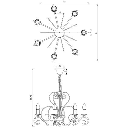 Suspension chaîne MAURO 7xE14/60W/230V