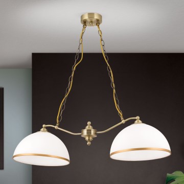 Suspension chaîne OLD LAMP 2xE27/40W/230V blanc/laiton