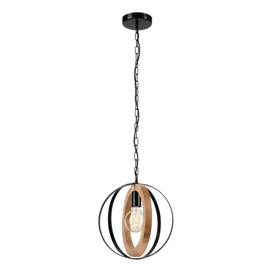 Suspension chaîne ONDA 1xE27/15W/230V noir/chêne