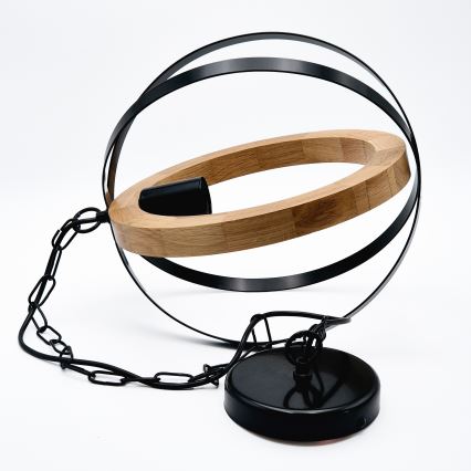 Suspension chaîne ONDA 1xE27/15W/230V noir/chêne