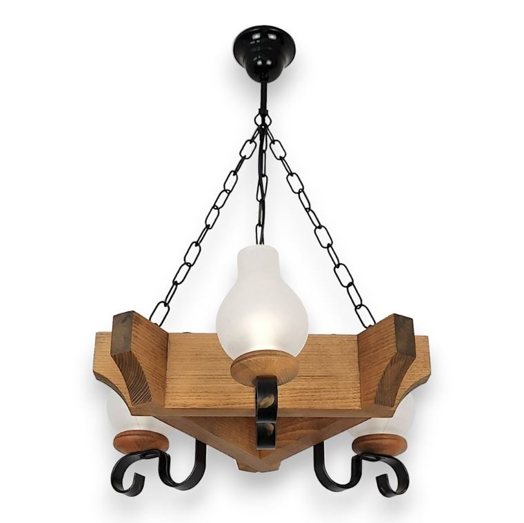 Suspension chaîne QUEEN 3xE14/40W/230V hêtre - FSC certifié