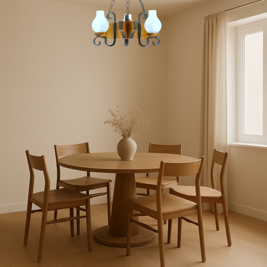 Suspension chaîne QUEEN 3xE14/40W/230V hêtre - FSC certifié
