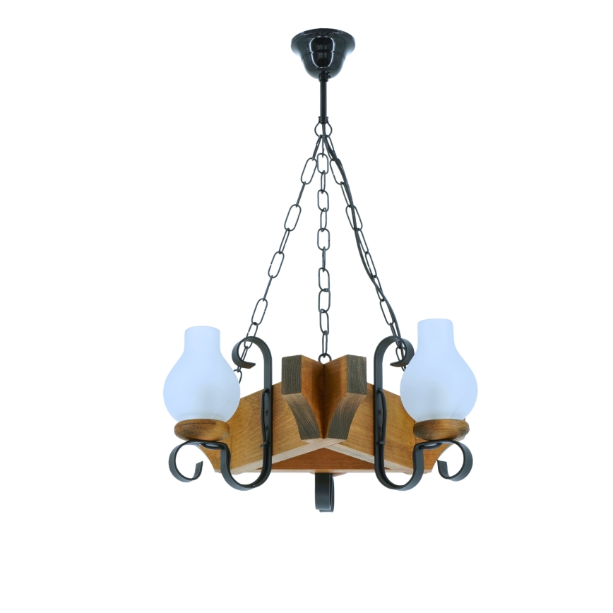 Suspension chaîne QUEEN 3xE14/40W/230V hêtre - FSC certifié