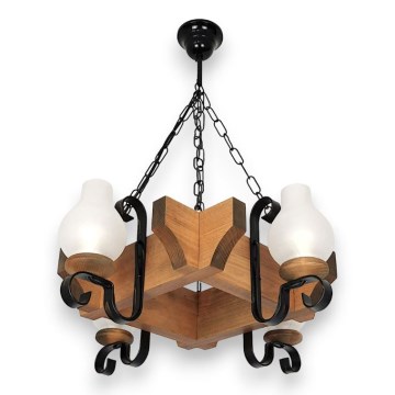 Suspension chaîne QUEEN 4xE14/40W/230V hêtre - FSC certifié