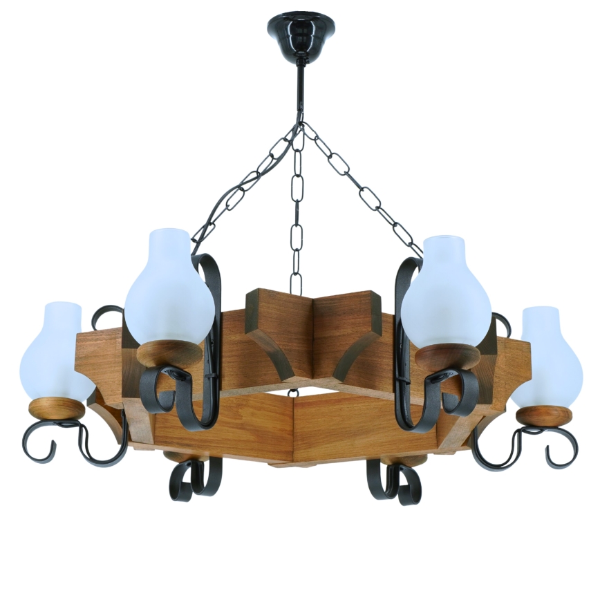 Suspension chaîne QUEEN 6xE14/40W/230V hêtre - FSC certifié