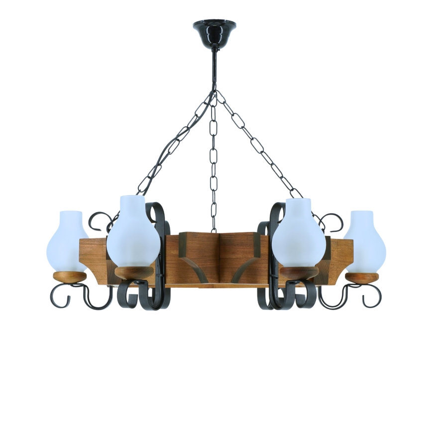 Suspension chaîne QUEEN 6xE14/40W/230V hêtre - FSC certifié