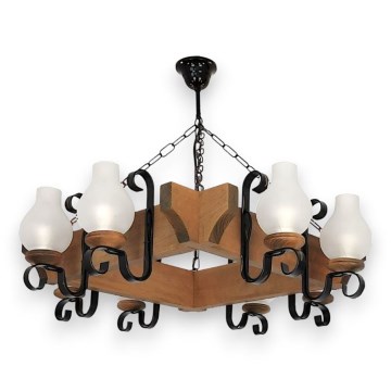 Suspension chaîne QUEEN 8xE14/40W/230V hêtre - FSC certifié