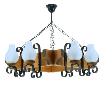 Suspension chaîne QUEEN 8xE14/40W/230V hêtre - FSC certifié
