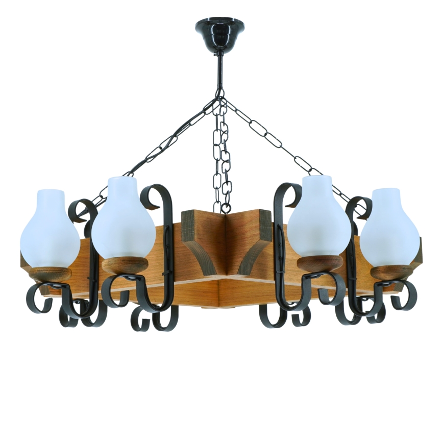 Suspension chaîne QUEEN 8xE14/40W/230V hêtre - FSC certifié