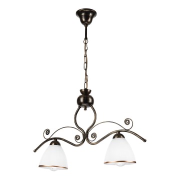 Suspension chaîne RETRO 2xE27/60W/230V bronze/patine