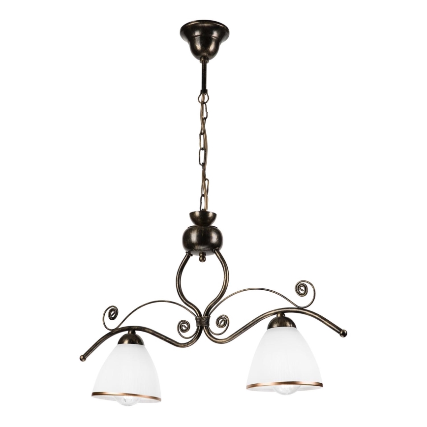 Suspension chaîne RETRO 2xE27/60W/230V bronze/patine