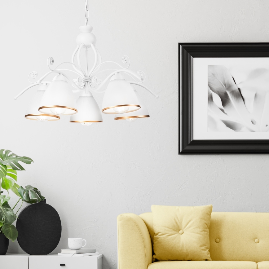 Suspension chaîne RETRO II 5xE27/60W/230V blanc