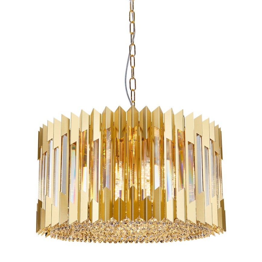 Suspension chaîne RITZ 12xE14/40W/230V d. 54 cm doré
