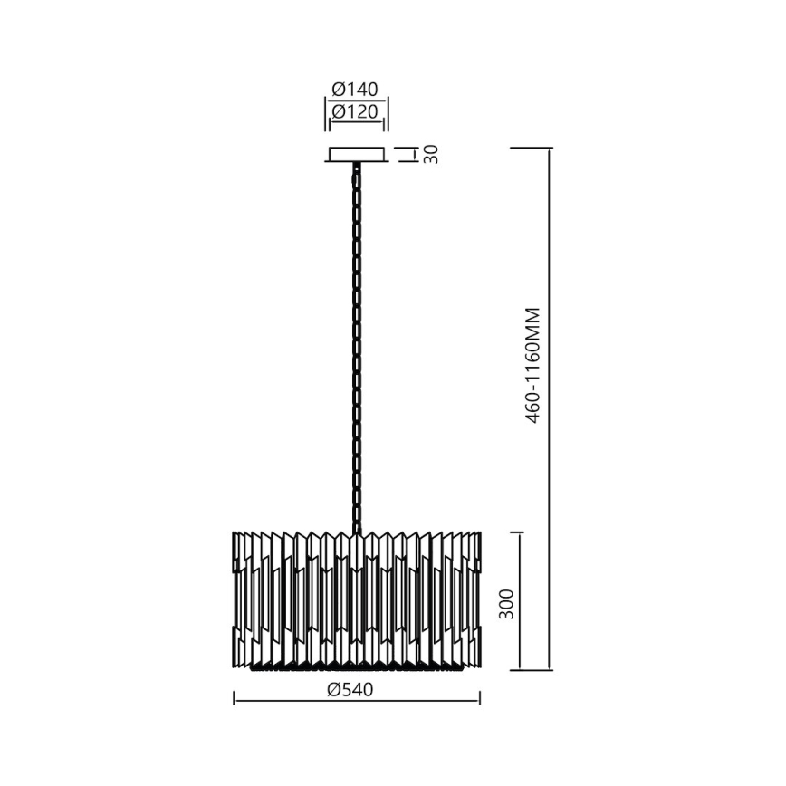 Suspension chaîne RITZ 12xE14/40W/230V d. 54 cm doré