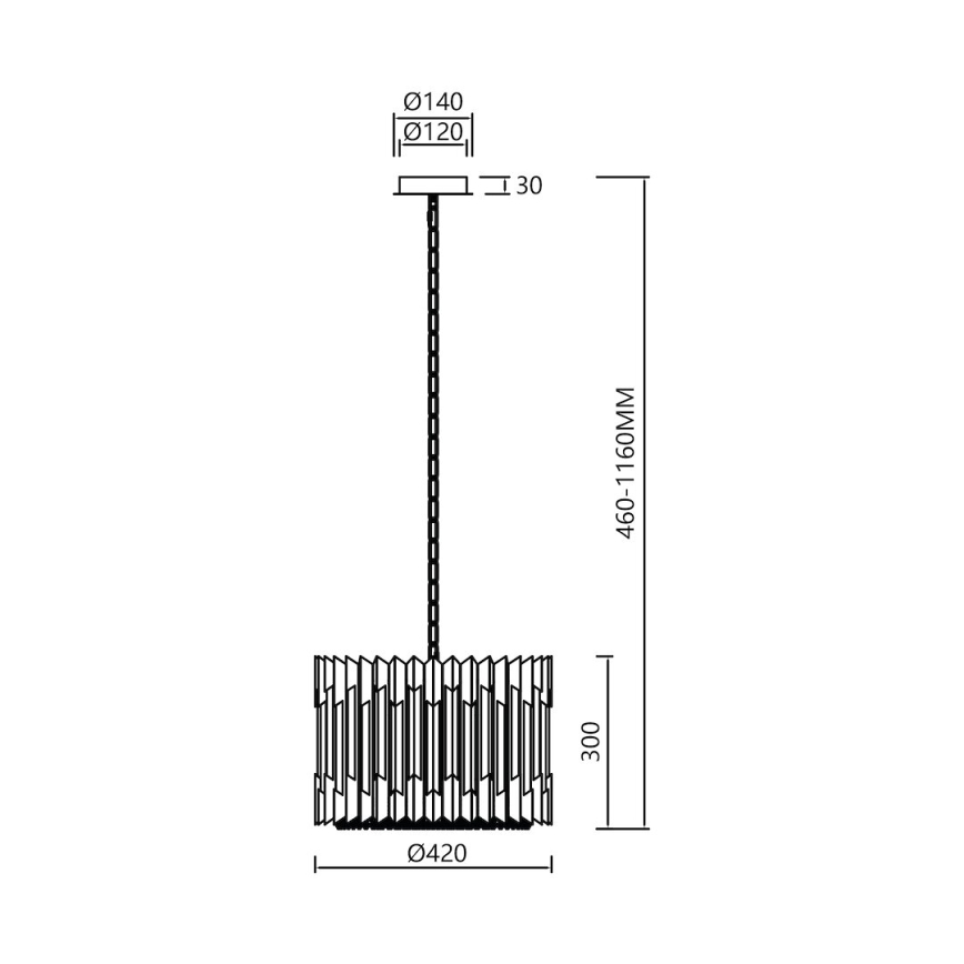 Suspension chaîne RITZ 7xE14/40W/230V d. 42 cm doré