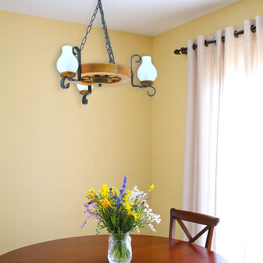 Suspension chaîne ROATA 3xE14/40W/230V hêtre - FSC certifié