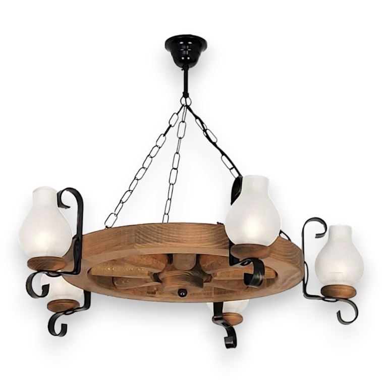 Suspension chaîne ROATA 5xE14/40W/230V d. 70 cm hêtre - FSC certifié
