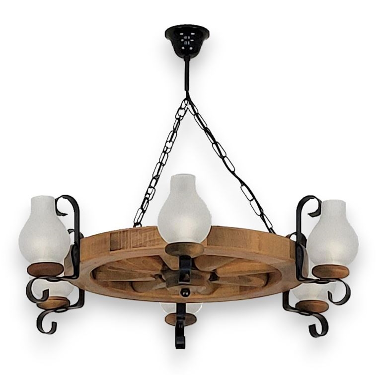 Suspension chaîne ROATA 6xE14/40W/230V d. 70 cm hêtre - FSC certifié