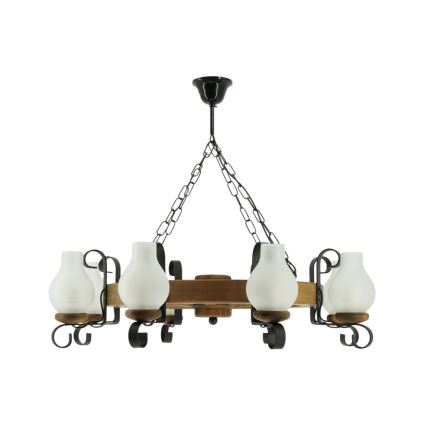 Suspension chaîne ROATA 8xE14/40W/230V d. 70 cm hêtre - FSC certifié